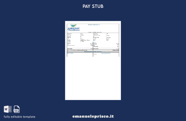 modello di busta paga Jubilant FoodWorks in stile verificato
